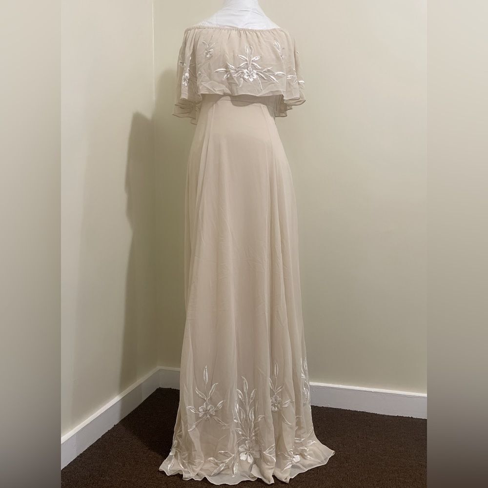 Brittany Dress from BHLDN with floral embroidery and delicate beading. - Picture 5 of 9